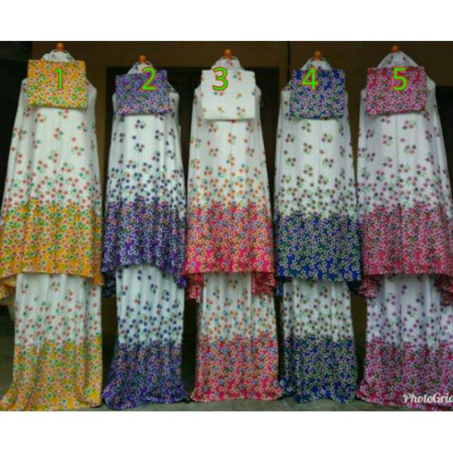 Ecer Grosir Mukena Bali Putih Motif Warna Bunga Tabur