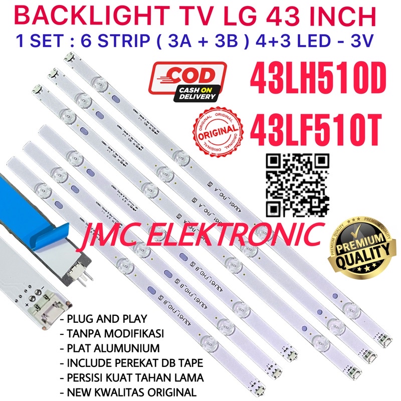 BACKLIGHT TV LED LG 43 INC 43LH510D 43LF510T  LED LAMPU BL LG 43 IN 7K 43LH 510D 510T 43LH510 43LF510 43INC 7 KANCING 3V