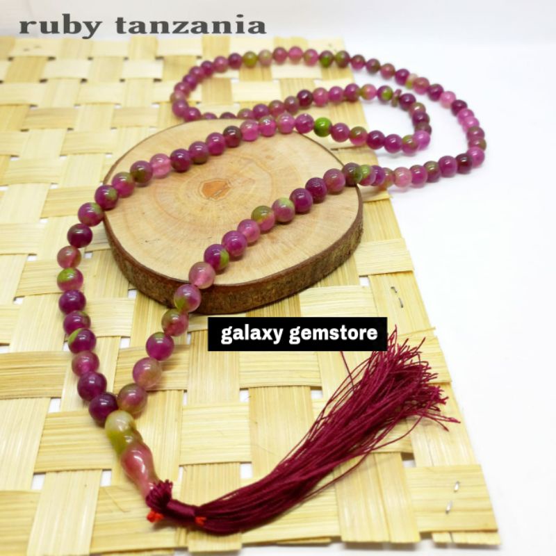 TASBIH BATU RUBY TANZANIA ORIGINAL 99 BUTIR