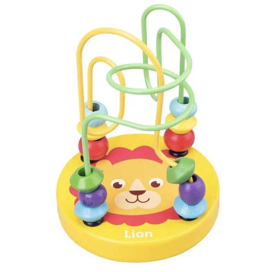 MAINAN BAYI ALUR MANIK MINI - Round Beads Wire Maze game For Baby Melatih Indera ke Enam Bayi chn kawat geser ulir gajah elephant lion singa