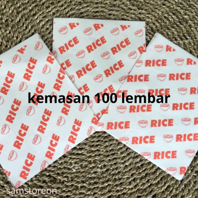 Kertas nasi logo rice MERAH food grade laminasi 27x22 kemasan 100 lbr