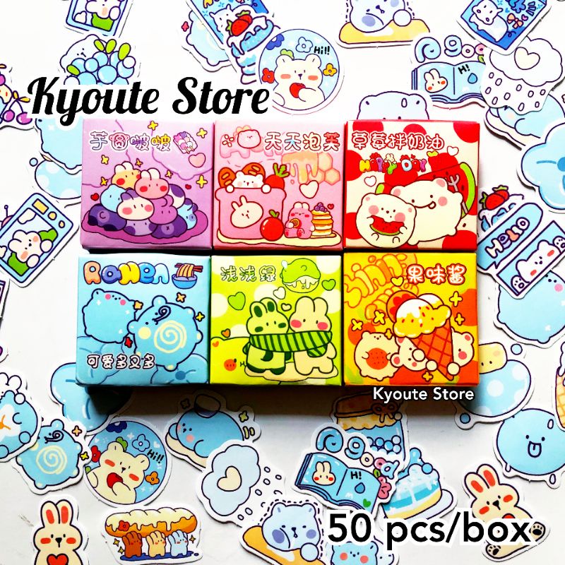 

50 pcs Sticker Cute Baby Animal Food Cake Scrapbook DIY Bujo Journal Planner Deco