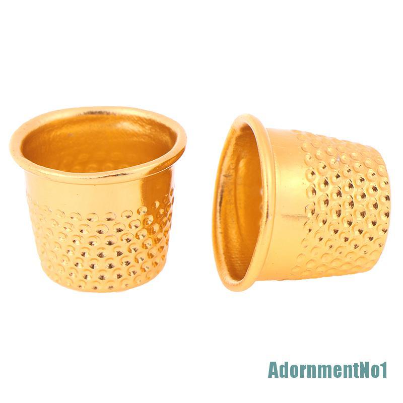 (AdornmentNo1) 10pcs Pelindung Jari Bahan Metal Warna Gold Untuk Menjahit