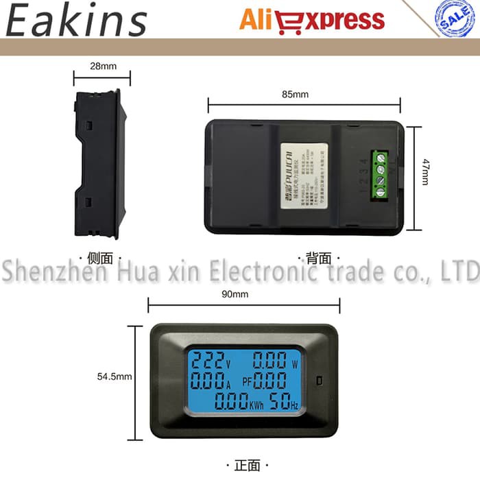 Voltmeter Ammeter Wattmeter Power Energy 6 in 1 AC 85-250V 20A