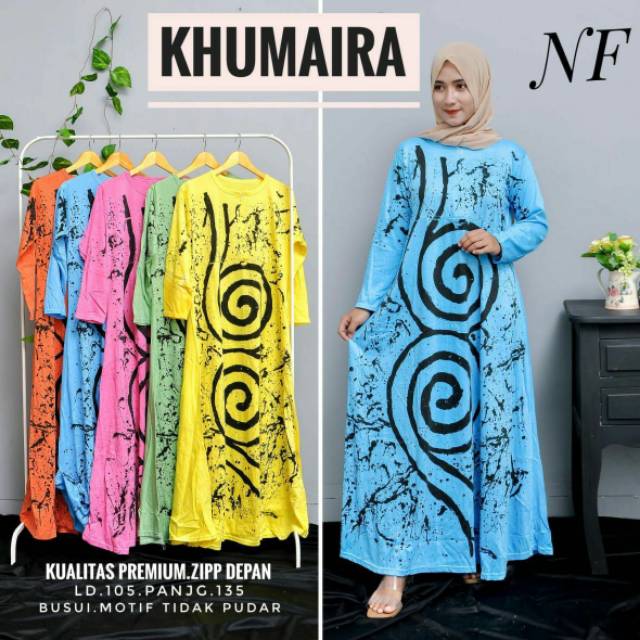 Gamis kaos khumaira lukis abstrak