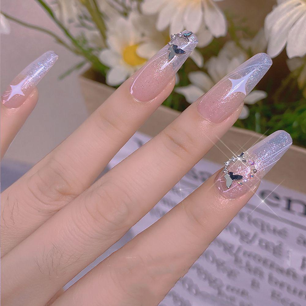 MXBEAUTY Nail Art Berlian Korea Logam Pesona Peri Kupu-Kupu Cahaya Mewah DIY Dekorasi Nail Art