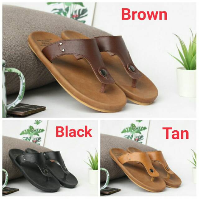 Sendal Pria Slide Goodnes Urban Bahan Kulit Santai Nyaman Jalan Ngemall Sandal Jepit