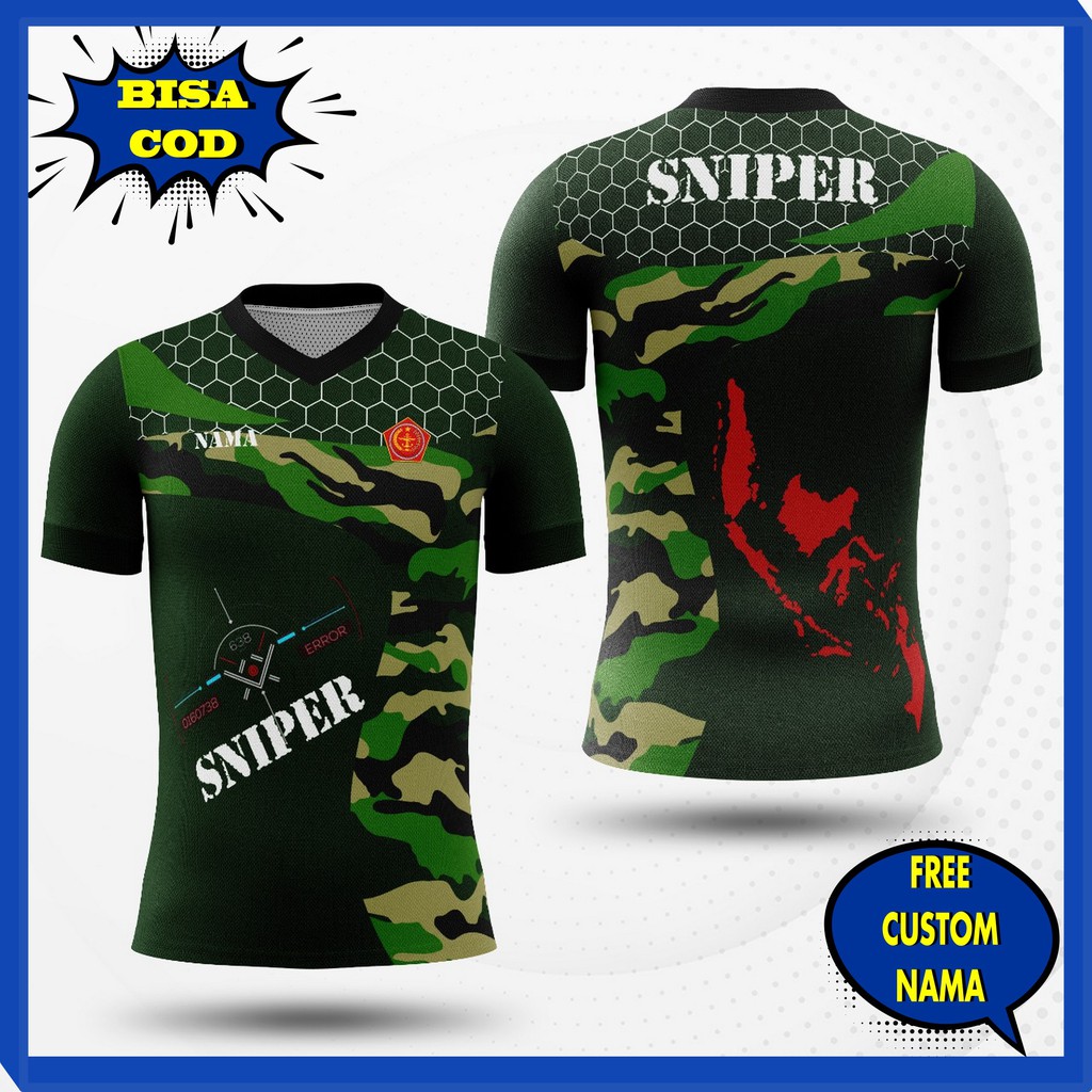 *BISA COD* T-SHIRT KAOS JERSEY TNI LORENG, FREE CUSTOM NAMA FULL PRINTING CUSTOM
