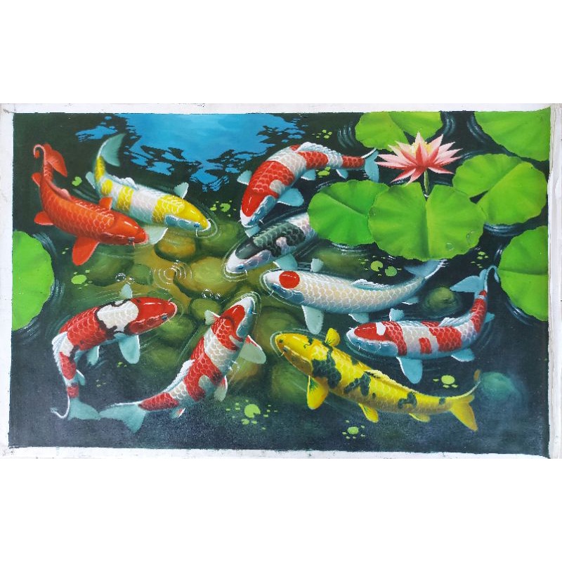 lukisan ikan koi 9ekor