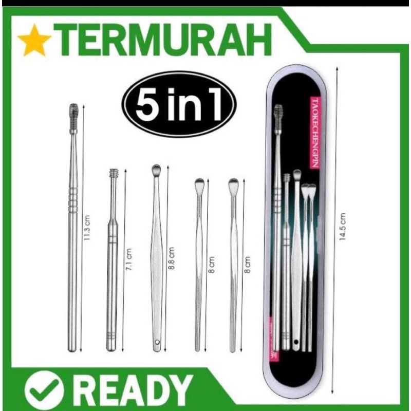 ALAT PEMBERSIH TELINGA STAINLESS 5in1 | ALAT KOREK KUPING