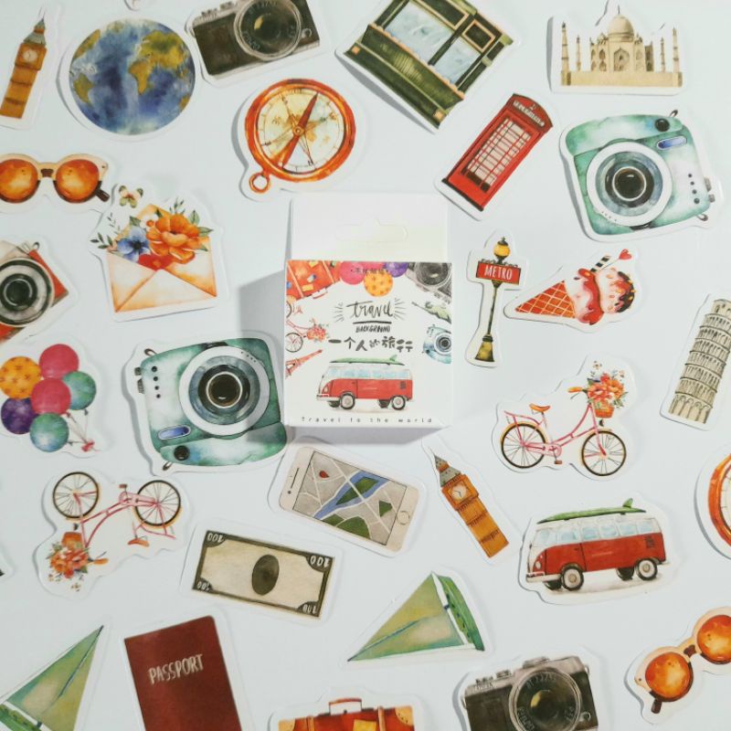 

15Pcs Stiker Motif Traveling Aesthetic untuk Dekorasi Scrapbook / Jurnal / Diary