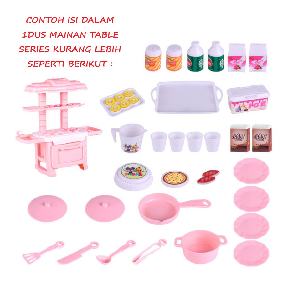 B832-6 Mainan Mini Kitchen set table ada lampu + musik + teeling story - mainan anak perempuan masak