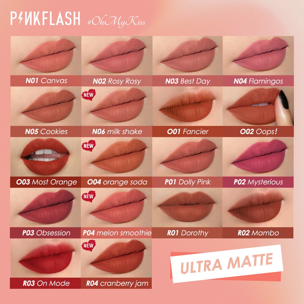 PINKFLASH 3pcs Matte Lipstick Soft Long Lasting Moisturizing Hydrating High Pigmentation R Series