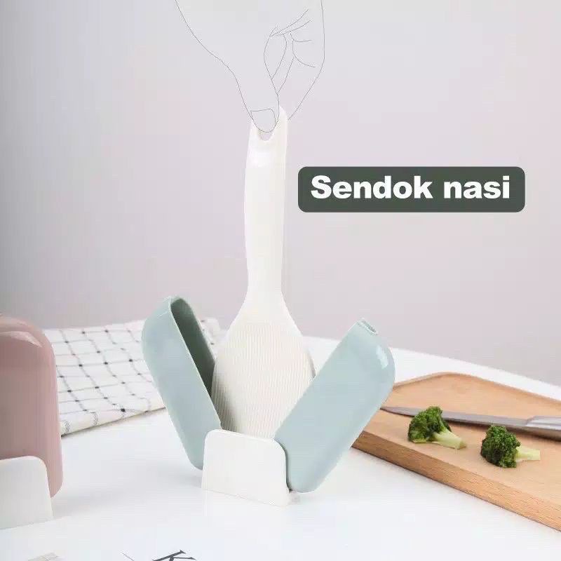 DK Sendok Nasi / CENTONG Nasi + Holder Centong / Sendok Nasi Dengan Holder Anti Lalat