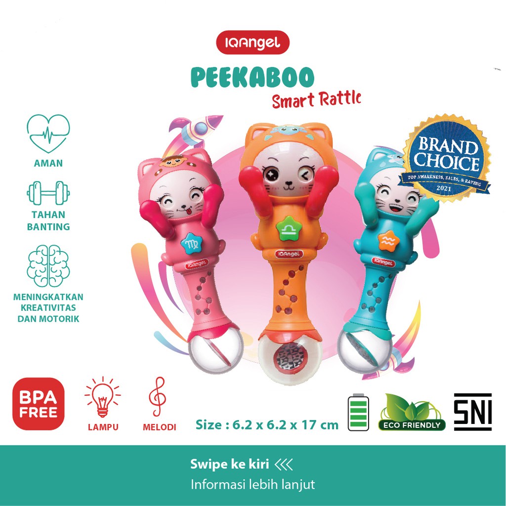 IQ ANGEL Peek A Boo Smart Rattle - Mainan Edukasi Bayi / PeekABoo / mainan motorik