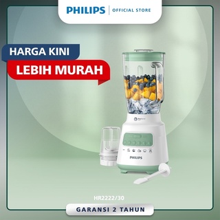 PHILIPS 2L Blender Glass Jar HR2222/30, Thermo Protector Sensor, 4 Pisau, Dry Mill, jar kaca, hijau