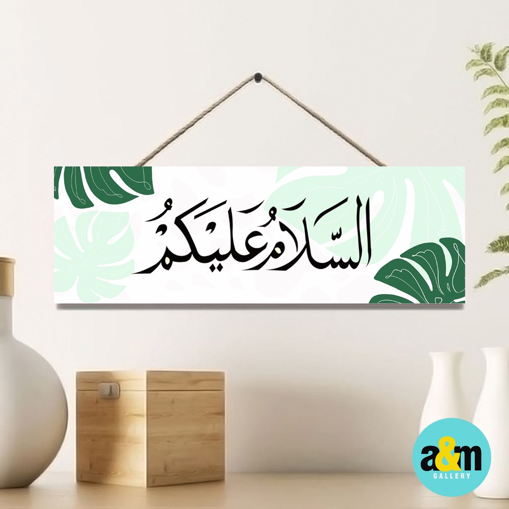 Hiasan Dinding ASSALAMUALAIKUM Gantung Pintu Kamar Ukuran 10 x 30 cm I Walldecor Pintu - A&amp;M