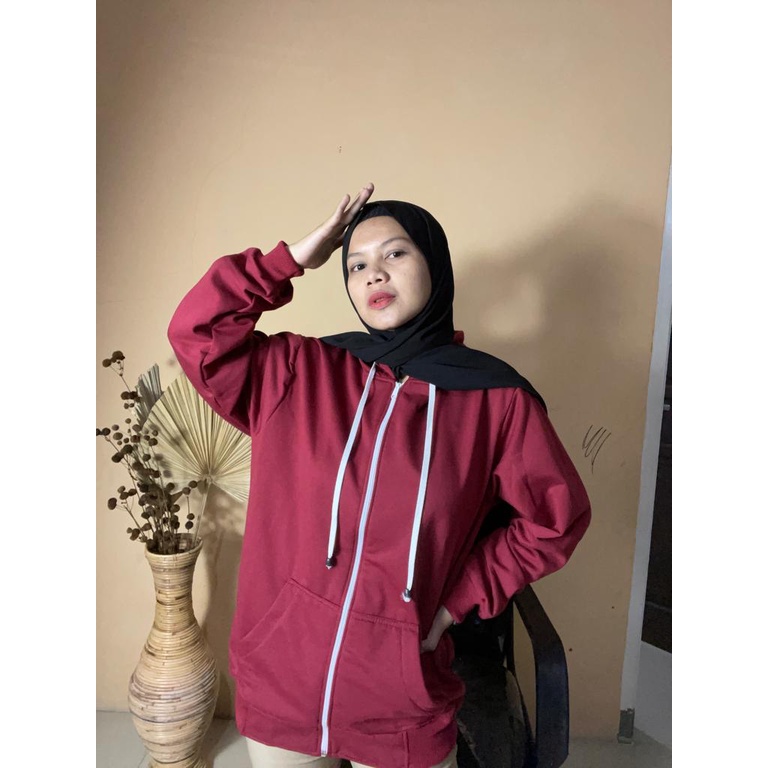 Hoodie Zipper Polos M-L-XL | Korean Style Jumper | Pakaian Wanita Dan Pria | Bahan Fleece | Allsize