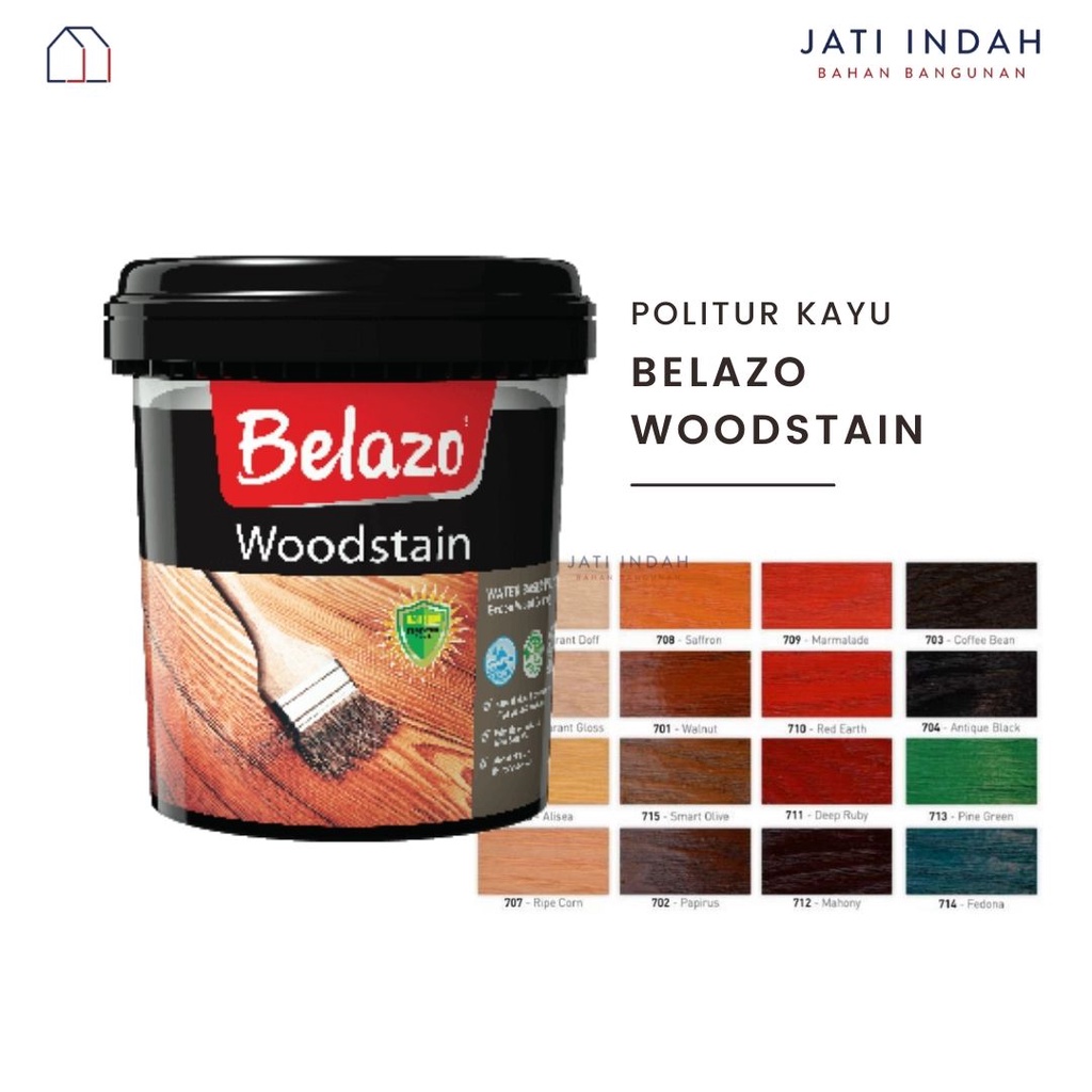 Politur Belazo Woodstain 1 Liter / Vernis Kayu Berbahan Air
