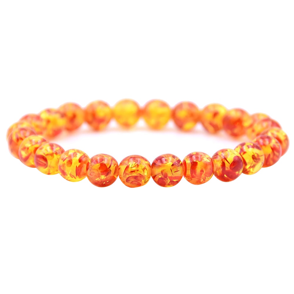 Hu Hu Hu Hu Hu Alat Bantu Pasang Kacamata♡ Gelang Manik-Manik Batu Amber Buatan Ukuran 8mm / 10mm Untuk Pria Dan Wanita