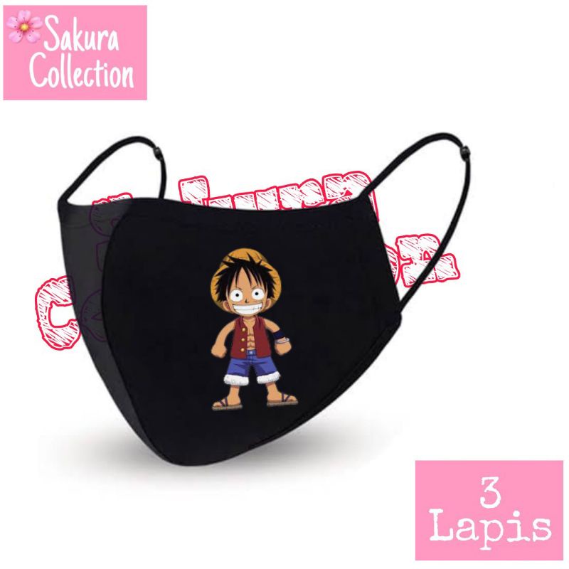 Masker Kain 3 Lapis - Anime One Piece Luffy