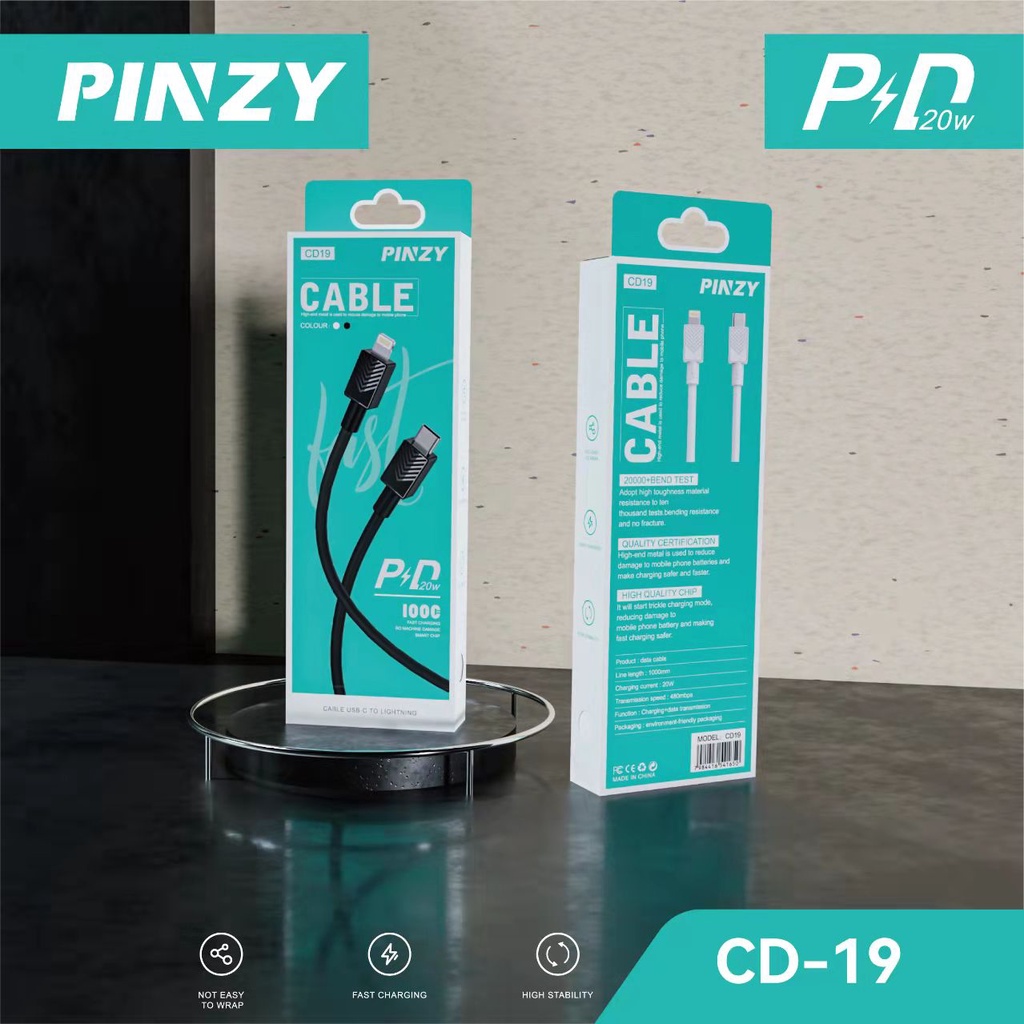 Kabel Data PINZY CD19 C to Lightning PD 20W Fast Charging ORIGINAL