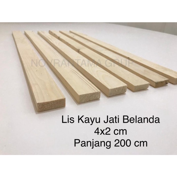 Lis kayu Jati Belanda 4x2cm panjang 200cm, 2x4 cm