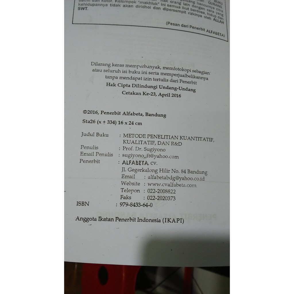 BUKU METODE PENELITIAN KUANTITATIF KUALITATIF DAN RND 2016 - SUGIONO - SUGIYONO