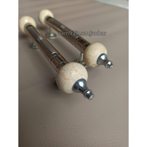Handle Pintu Rumah 25 cm Tarikan Gagang Kunci Stainles Batu Marmer Putih Lohan 450 Gram