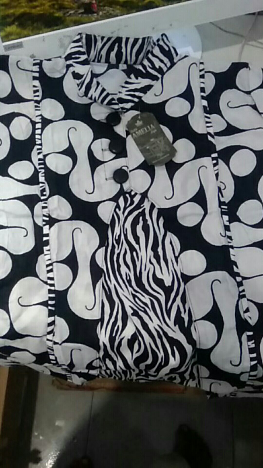 Blus Monokrom Kombi Shiella Batik Devina #6 Atasan Kerja Blouse Layer Davina Monochrome Belah