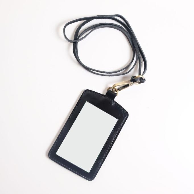 

[[COD]] WAKU KATO ID Card Holder Leather Gantungan ID Kulit Unisex - HITAM NEW Kode 327
