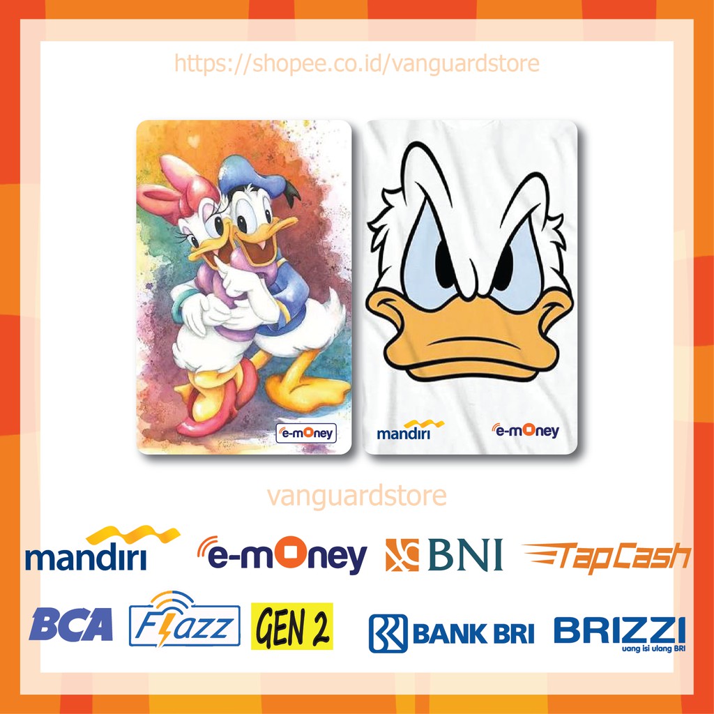 KARTU E MONEY E TOLL DONALD DUCK COUPLE ANIME 4 EMONEY MANDIRI FLAZZ BCA TAPCASH BRIZZI BRI-2 SISI