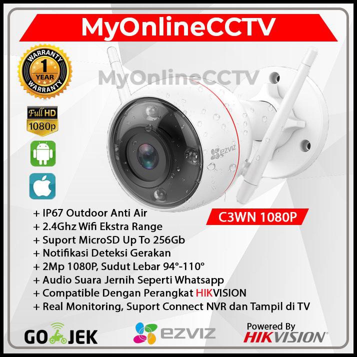 Ezviz C3Wn 1080P Ekstra Wifi Range Ip Camera Cctv Outdoor By Hikvision - C3Wn Only Kamera Pengintai