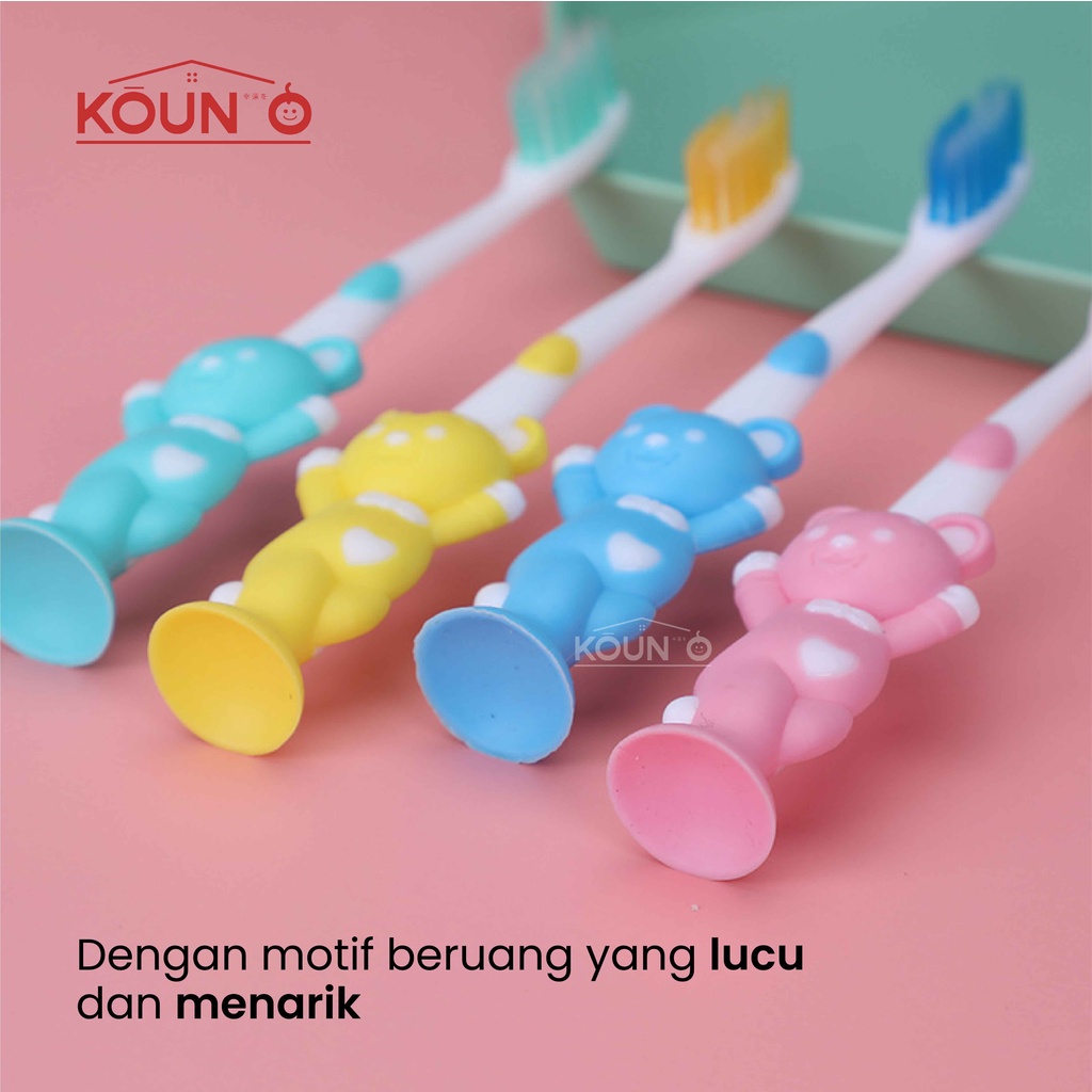 Sikat Gigi Anak Motif Beruang 1 Set Isi 4 Pcs Gosok Gigi Anak Perawatan Gigi Kesehatan Gigi Dengan 4 Warna Anak Laki-laki dan Perempuan