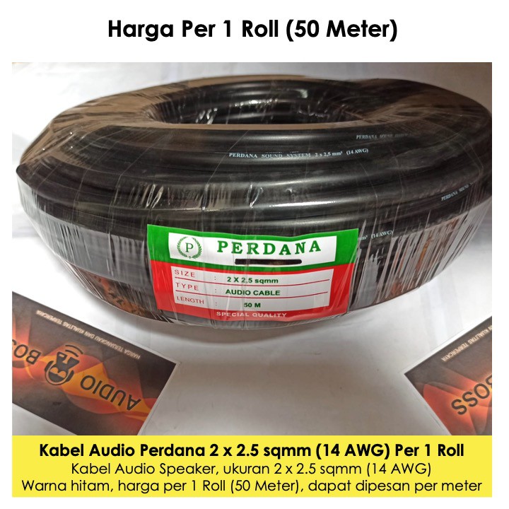 Kabel 1 ROLL Kabel Elektronik Speaker Audio Perdana 2 X 2.5 sqmm 14 AWG Hitam 1 Roll Perdana 2 x 2.5