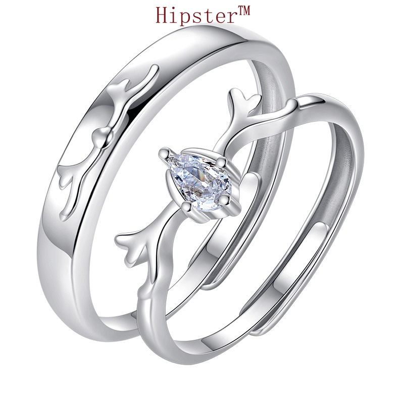 European and American Personalized Niche Temperament Couple Adjustable Silver Ring