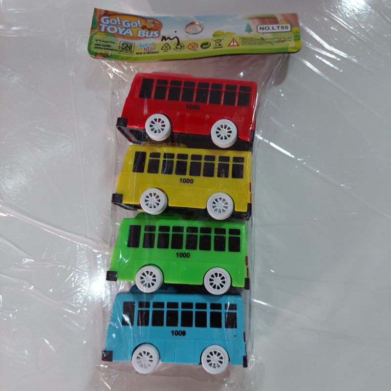 Mainan Mobil Bus Tayo  Kecil Isi 4 - Go Go Go Toya Bus 4's