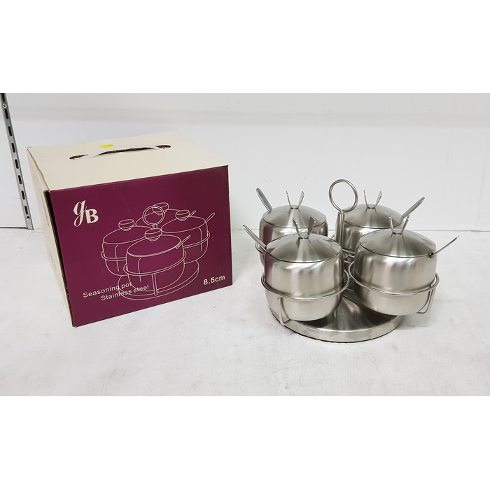 Condiment Tempat Bumbu Meja - Seasoning Pot Stainless with Rack