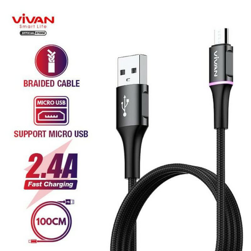 Kabel Data Vivan VDM100 Kabel Data Micro USB LED Light ORIGINAL