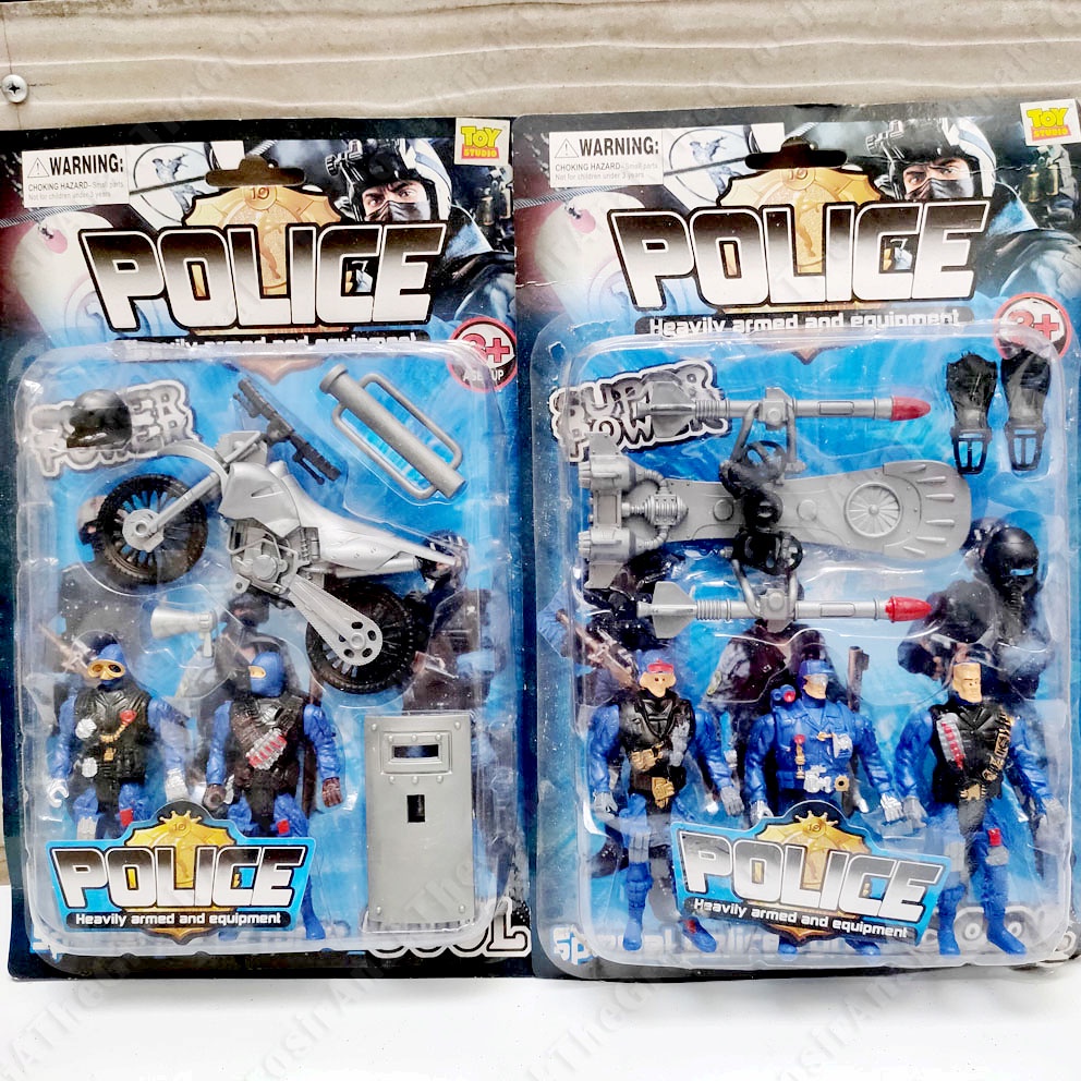 POLICE HEAVILY ARMED &amp; EQUIPMENT MAINAN MINI FIGURE POLISI SEPEDA MOTOR RUDAL