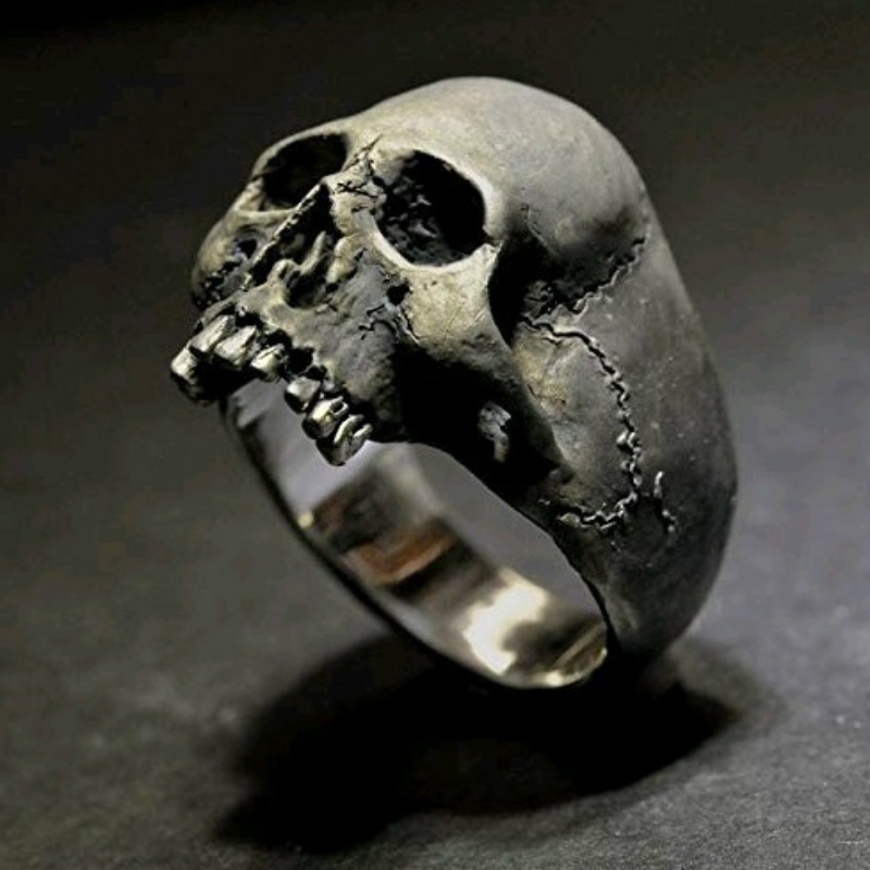 Cincin Gothic Punk Bentuk Tengkorak untuk Pria