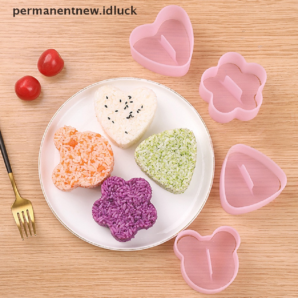 Cetakan Sushi Bento Bentuk Segitiga Hati Plum Blossom Beruang Anti Lengket Untuk Anak