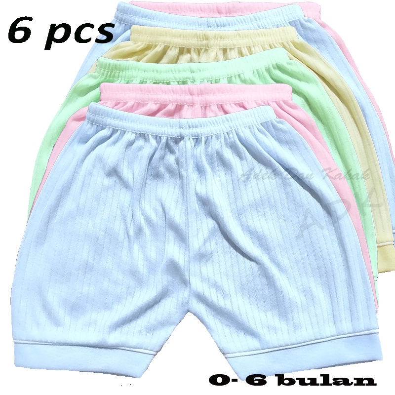 6 pcs celana pendek ( celana segi 4 ) bayi untuk 3-9 bulan