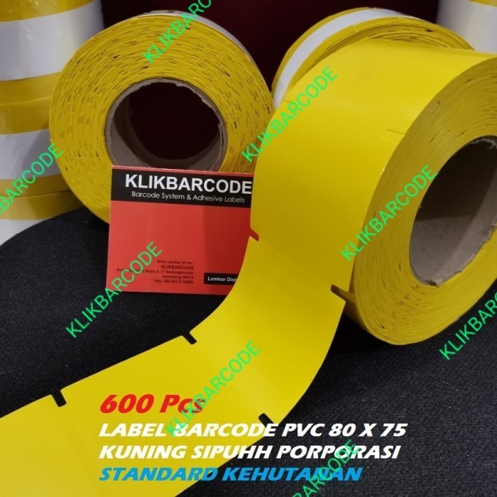 

600 PCS LABEL BARCODE - 80 X 75 MM - PVC STANDAR KEHUTANAN/PERHUTANI