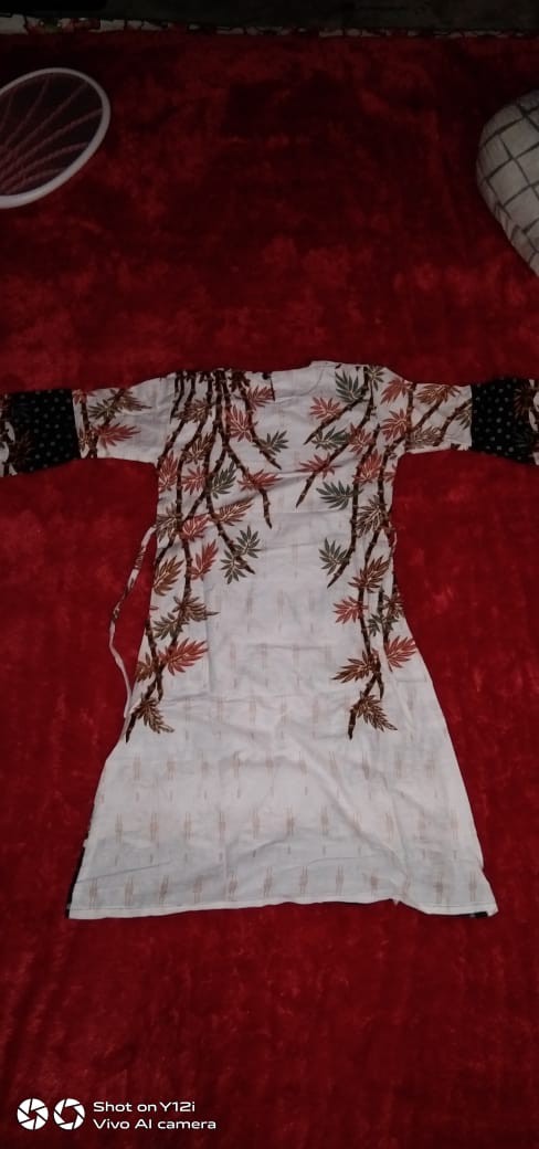 Batik Couple Keluarga Sania Ruffle Ori Ndoro Jowi Dnt Motif Bambu Putih