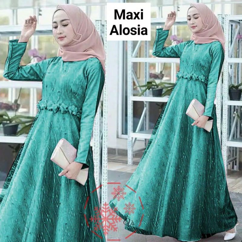 ALOSIA MAXI DRESS PESTA BRUKAT TERBARU - GAUN MUSLIM TUNANGAN KONDANGAN - GAMIS BROKAT MEWAH TRENDY