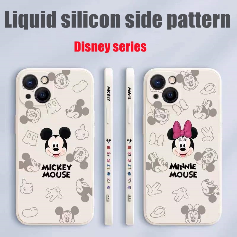 Soft Case Silikon Motif Mickey / Minnie Mouse Untuk Iphone 13 12 11 Pro Max X / Xs Max Xr Se 2020 7 8 Plus