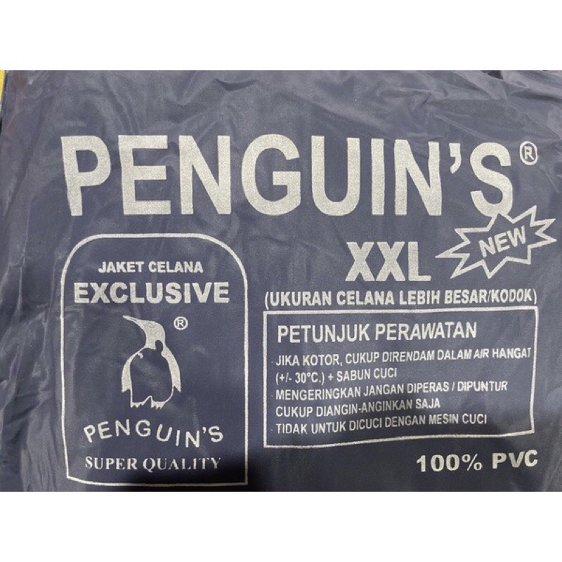 as Hujan Setelan Pinguin Jaket Celana Penguins Exclusive XXL 100% PVC TEBAL Asli Penguin Original