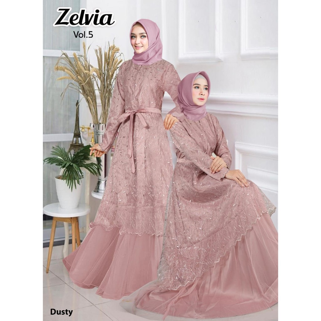  GAMIS  PESTA  NEW ZELVIA BAJU  MUSLIM PESTA  WISUDA Shopee  