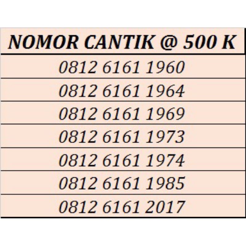 NOMOR CANTIK MURAH  Palembangperdana serian 0812.6161.tahun